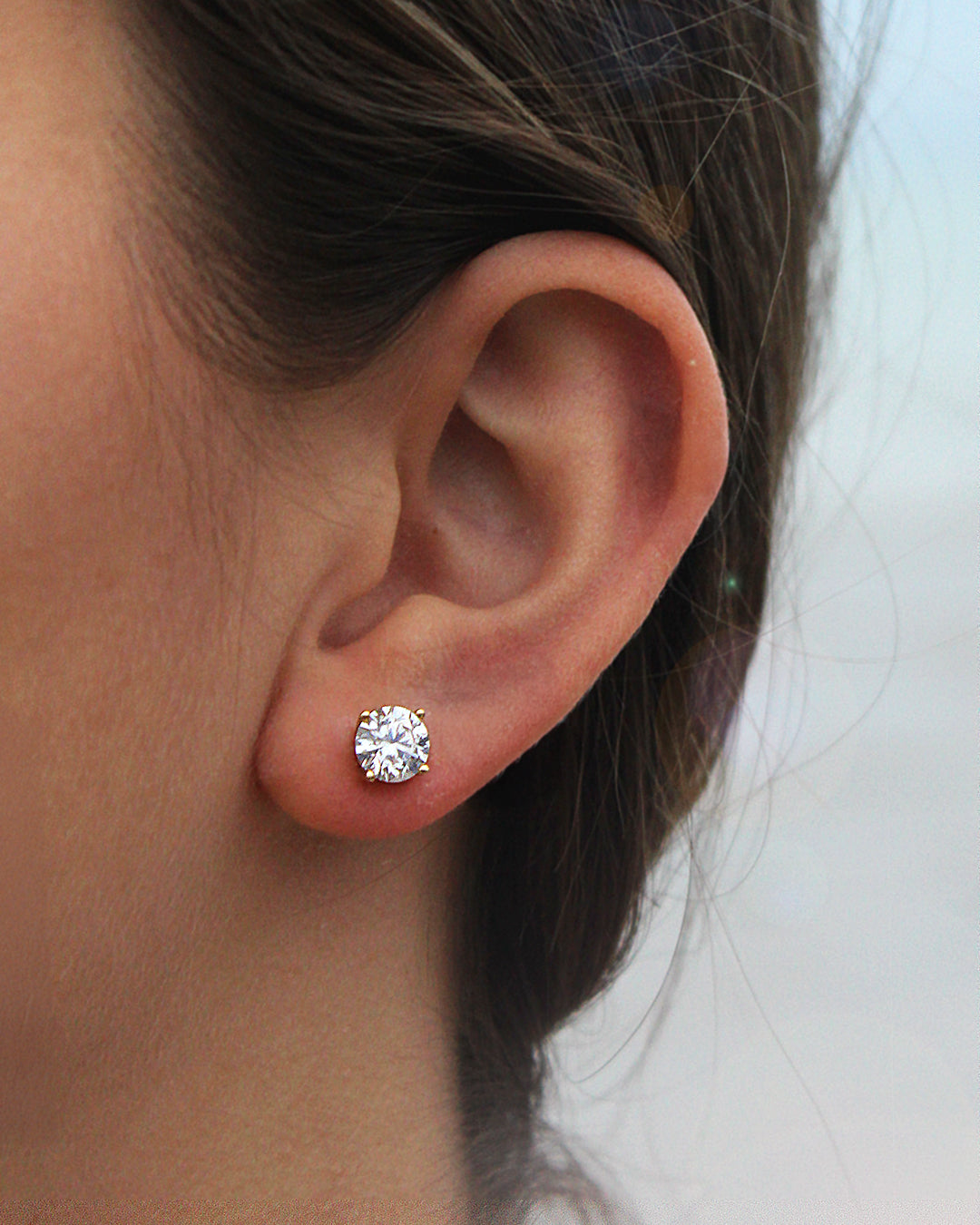 Round Lab Stud Earrings Diamond 18k White Gold 2ct