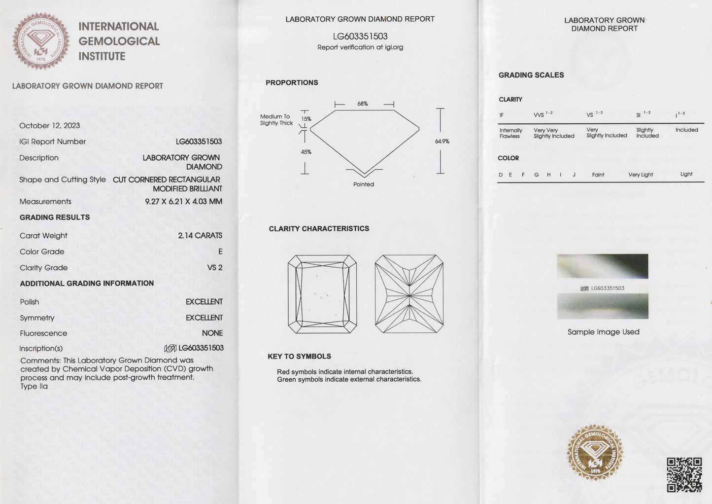 Radiant Lab Diamond Platinum Solitaire 2.14ct